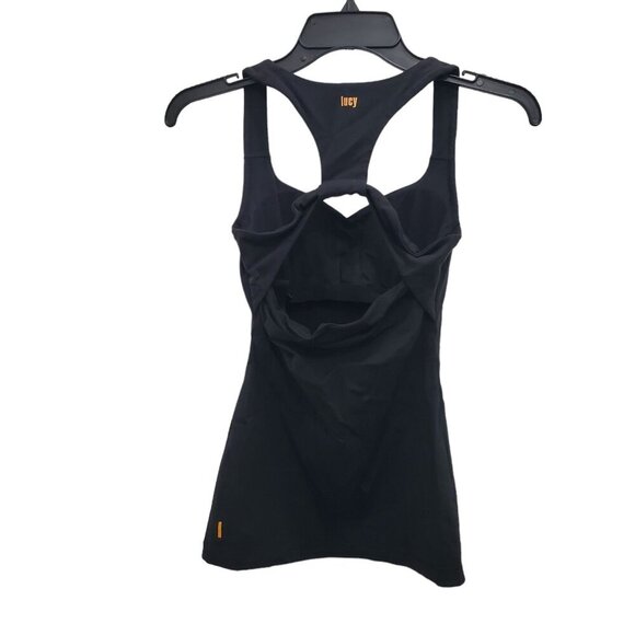 Lucy LucyPower Women's Black Fitted Shelf Bra Cut Out Racerback Tank Size XS - Picture 7 of 7